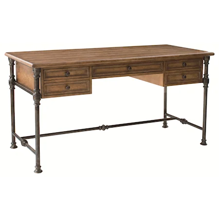 Metal Base Table Desk with Drawer Storage and Knob Hardware